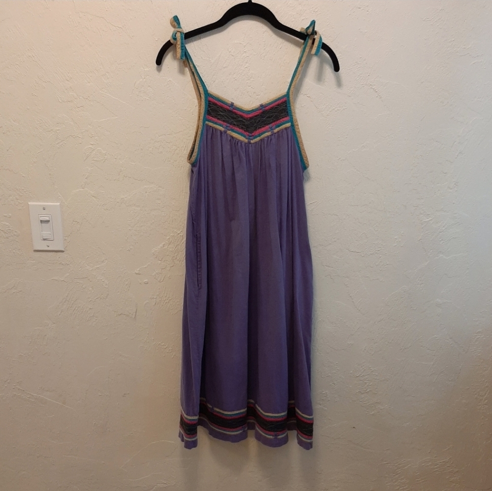 RARE Vintage 1970s S. Kumar Indian Cotton Smock Sun Dress XS/S - Picture 5 of 13